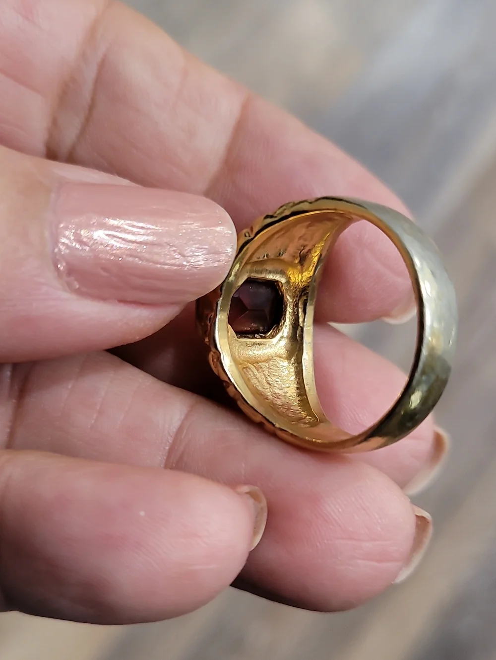 Men's Ring Gold Ruby Fashion